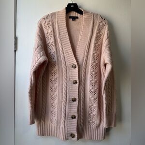 Ann Taylor Women's Pink Cardigan Sweater Sz L